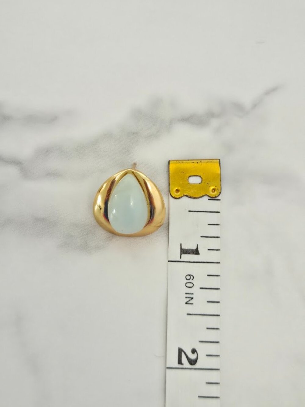 Light Blue Teardrop Stone Gold Stud Statement Earrings - Picture 6 of 12
